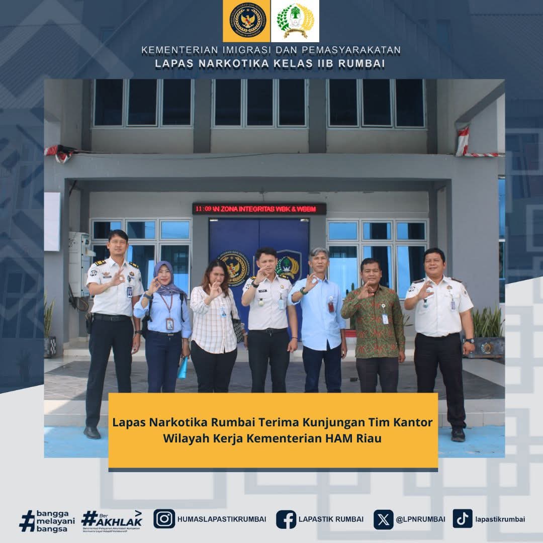 Lapas Narkotika Rumbai Terima Kunjungan Tim Kantor Wilayah Kerja Kementerian HAM Riau
