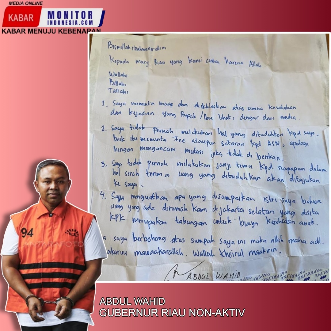 Pengungkapan Sumpah Bertandatangan Gubernur Riau (Berhalangan Sementara) Abdul Wahid